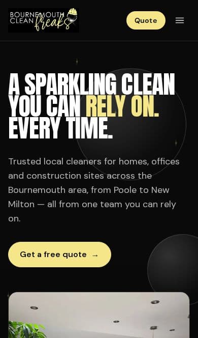 Bournemouth Clean Freaks website on a phone