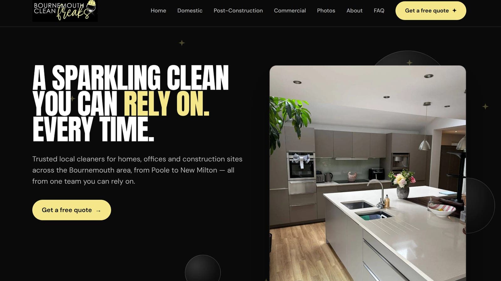 Bournemouth Clean Freaks website homepage